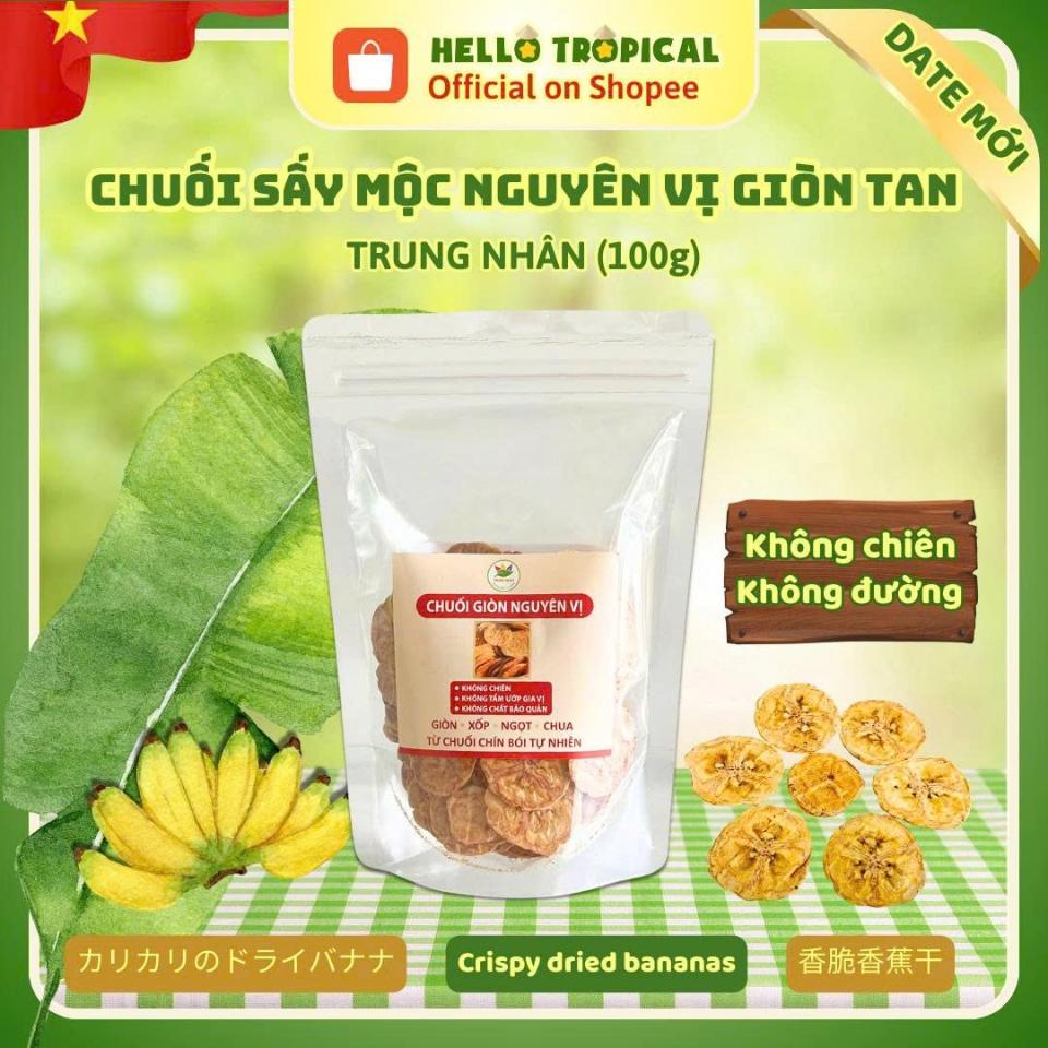 Chuối xiêm sấy mộc giòn tan Trung Nhân bịch 100gr -duoc-ban-tai-HELLO TROPICAL VIETNAM