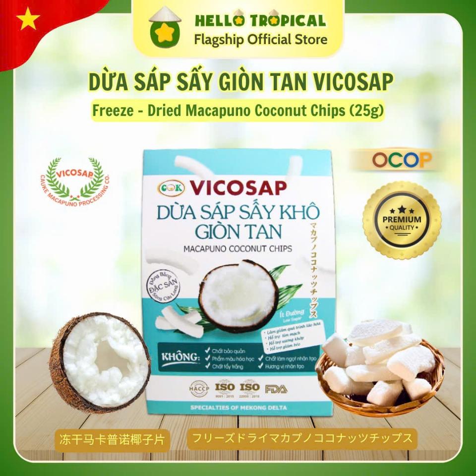 Dừa sáp sấy khô giòn tan VICOSAP 25g-duoc-ban-tai-HELLO TROPICAL VIETNAM