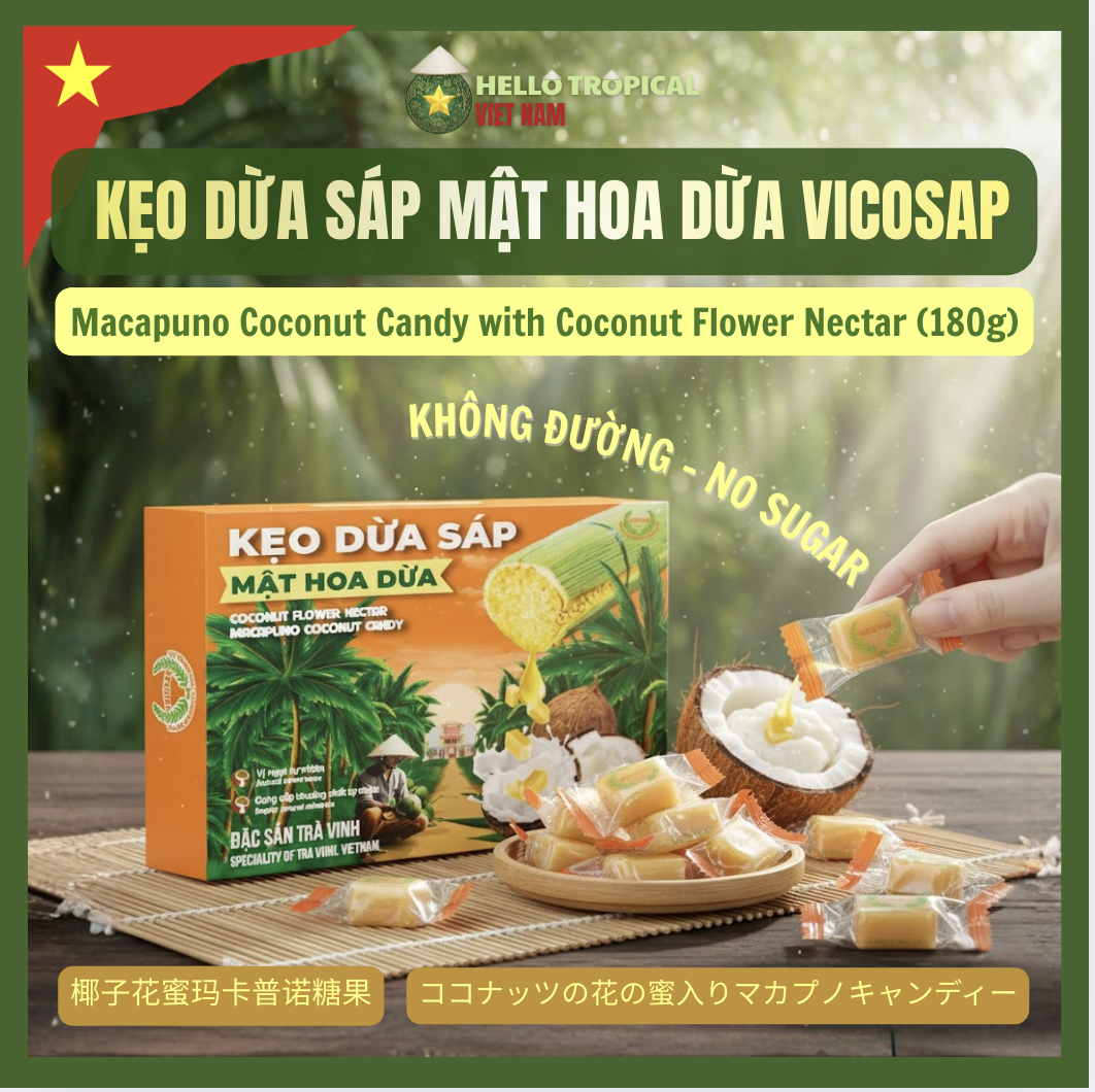 Kẹo dừa sáp mật hoa dừa 180g VICOSAP ( 22viên x 8,2g )-duoc-ban-tai-HELLO TROPICAL VIETNAM