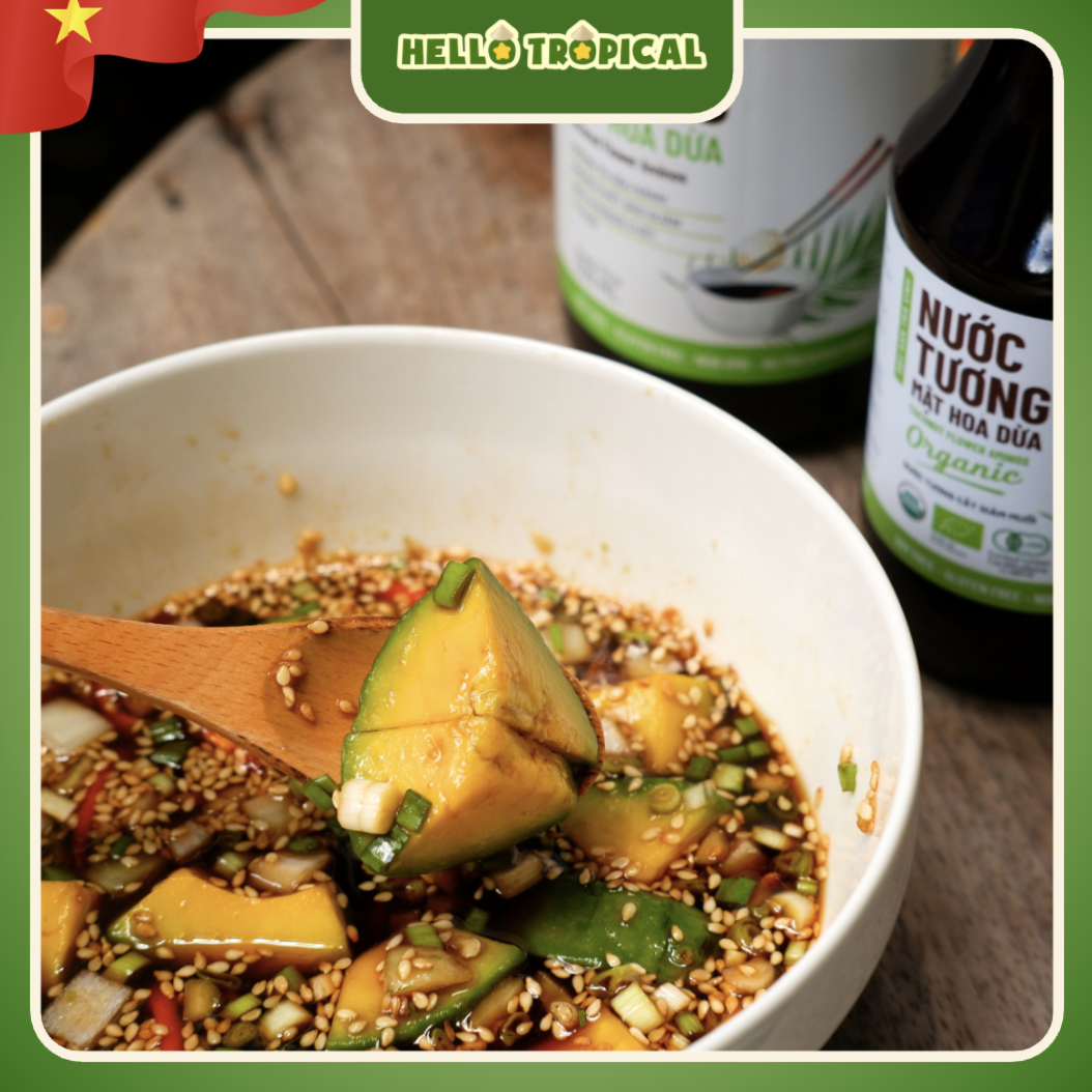 Nước tương mật hoa dừa hữu cơ SOKFARM dòng ít muối (Chai thủy tinh 500ml)-duoc-ban-tai-HELLO TROPICAL VIETNAM