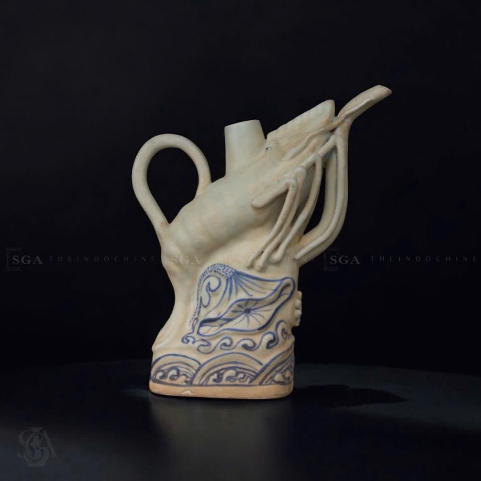 Ấm rượu tôm gốm nhà Lý-duoc-ban-tai-SAIGON GALLERY ART