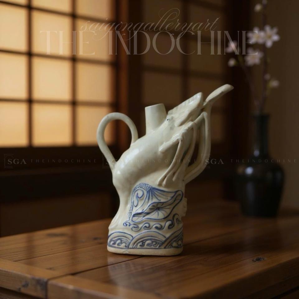 Ấm rượu tôm gốm nhà Lý-duoc-ban-tai-SAIGON GALLERY ART