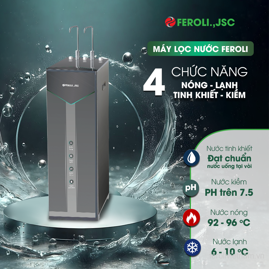 Máy lọc nước RO Feroli 4 chức năng Nóng-Lạnh-tinh khiết-kiềm-duoc-ban-tai-BẾP ANH ĐỨC.VN