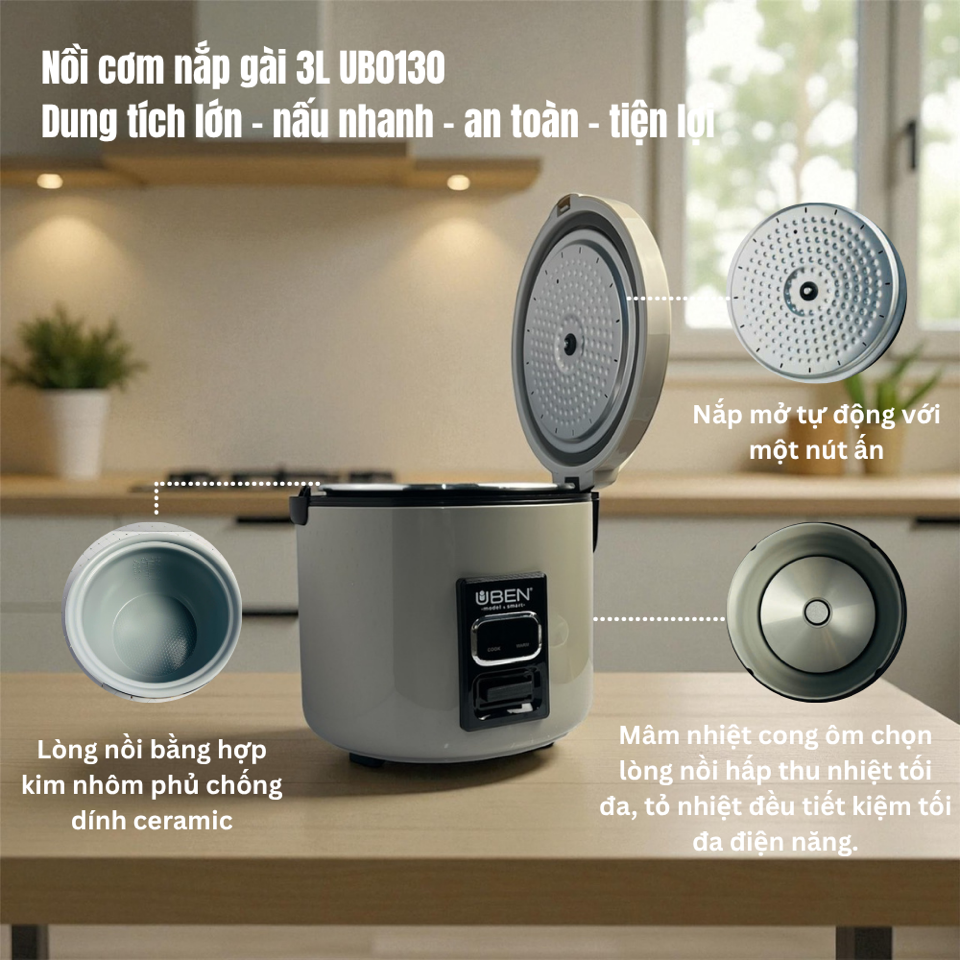 NỒI CƠM NẮP GÀI UBEN 3L UB0130-duoc-ban-tai-BẾP ANH ĐỨC.VN