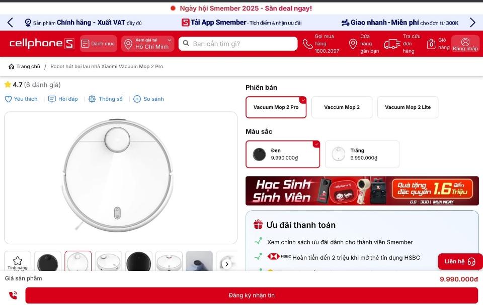 THANH LÝ ROBOT HÚT BỤI LAU NHÀ XIAOMI MOP P – PIN MỚI 100% | GIÁ CHƯA TỚI 2 TRIỆU
-duoc-ban-tai-REAL HOME