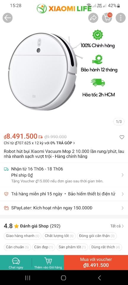 🤖 THANH LÝ ROBOT HÚT BỤI LAU NHÀ XIAOMI MOP 2 – BẢN QUỐC TẾ | GIÁ CHỈ 1TR650-duoc-ban-tai-REAL HOME