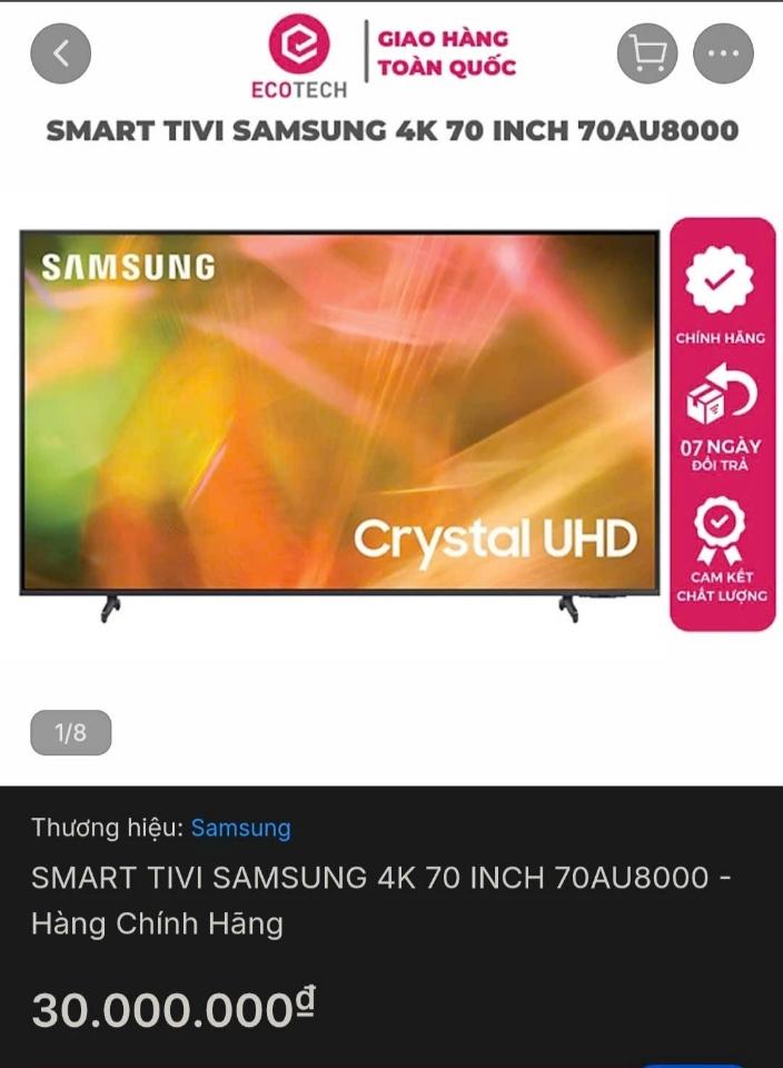 📺 TIVI SAMSUNG 70 INCH – 70AU8000 – CỰC LỚN, CỰC NÉT, GIÁ CỰC MỀM-duoc-ban-tai-REAL HOME