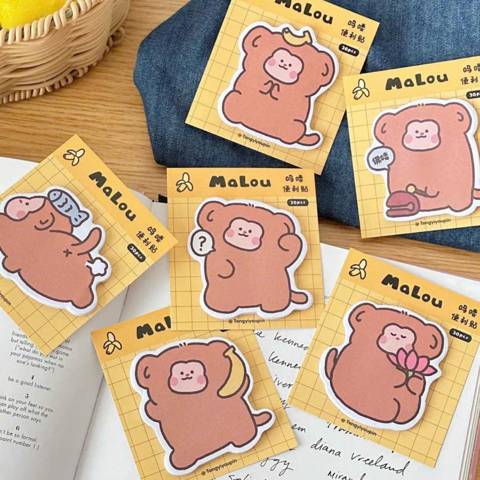 Note set ghi chú khỉ nâu Malou-duoc-ban-tai-Thứ ngày tháng · Stationery · Space