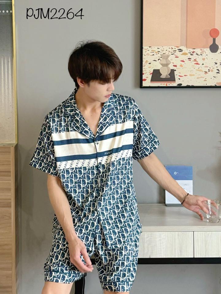 Pajamas đùi nam lụa xước Dior siêu cấp - PJM2264-duoc-ban-tai-BlvckNo - Đồ ngủ cao cấp có sẵn