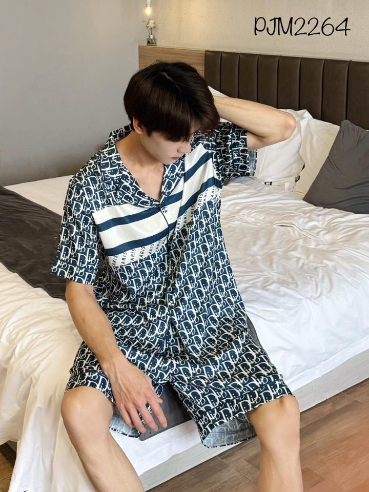 Pajamas đùi nam lụa xước Dior siêu cấp - PJM2264-duoc-ban-tai-BlvckNo - Đồ ngủ cao cấp có sẵn