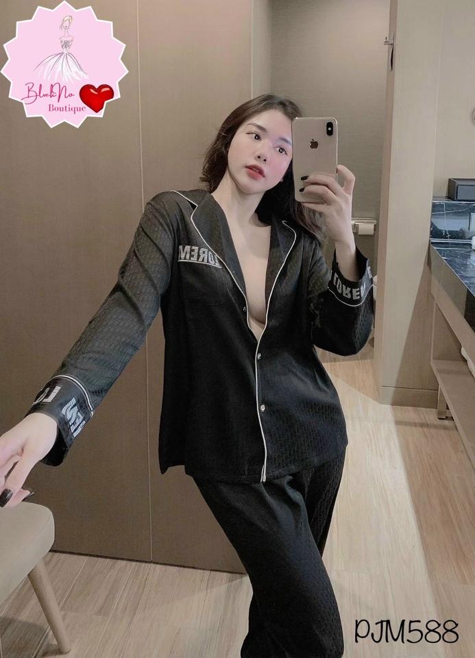 Pajamas Dior đen chữ nổi siêu cấp - PJM588-duoc-ban-tai-BlvckNo - Đồ ngủ cao cấp có sẵn