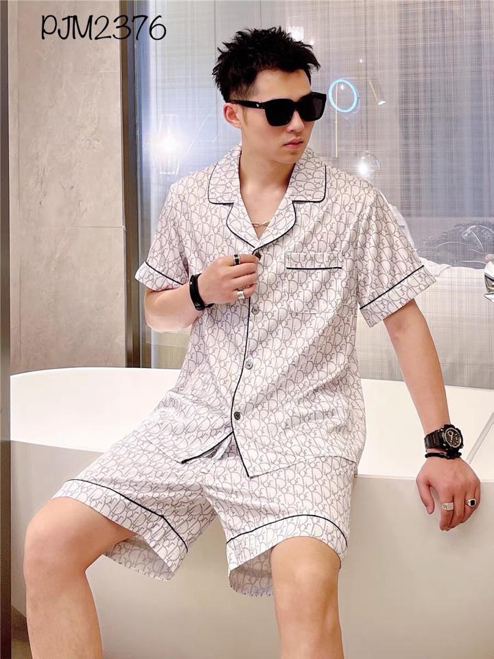 Pajamas đùi lụa mịn kem Dior xám - PJM2376-duoc-ban-tai-BlvckNo - Đồ ngủ cao cấp có sẵn