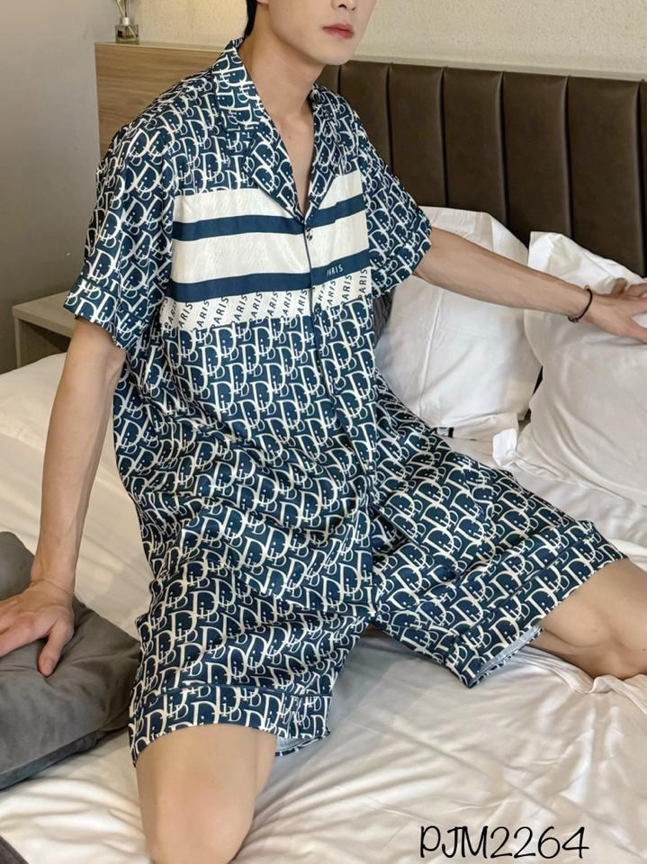 Pajamas đùi nam lụa xước Dior siêu cấp - PJM2264-duoc-ban-tai-BlvckNo - Đồ ngủ cao cấp có sẵn