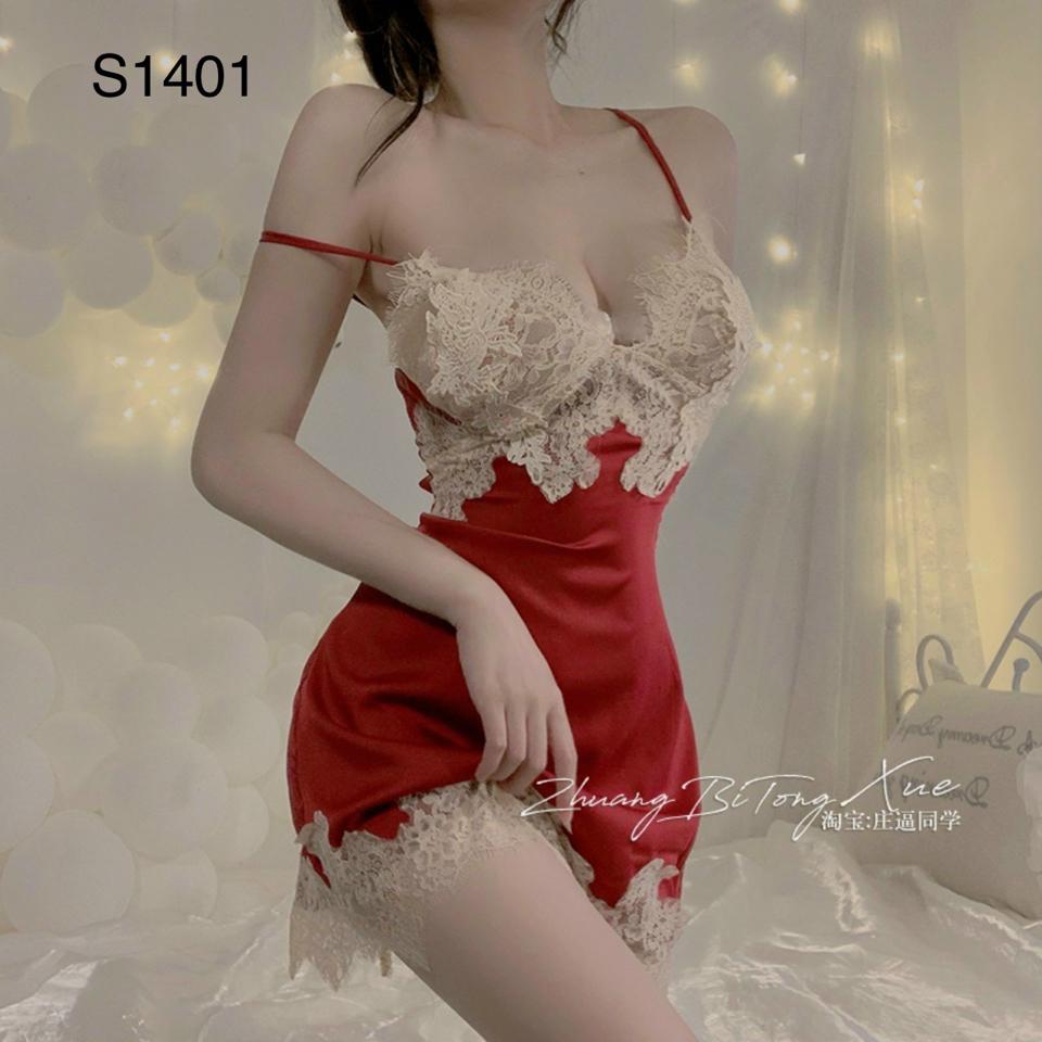 Váy lụa phối ren sexy - S1401-duoc-ban-tai-BlvckNo - Đồ ngủ cao cấp có sẵn