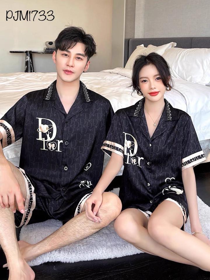 Pajamas lụa đùi đen Dior - PJM1733-duoc-ban-tai-BlvckNo - Đồ ngủ cao cấp có sẵn