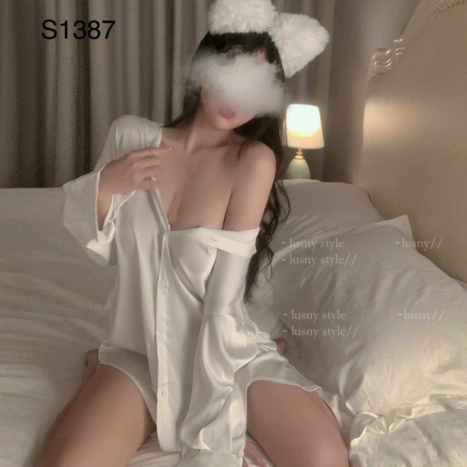 Sơmi lụa trơn sexy - S1387-duoc-ban-tai-BlvckNo - Đồ ngủ cao cấp có sẵn