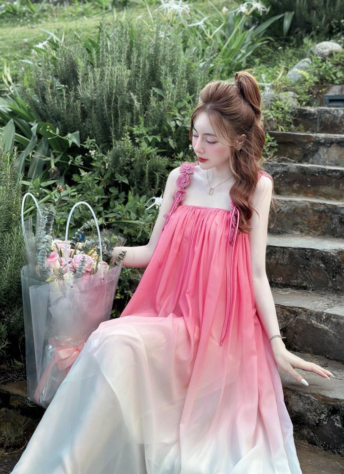 Váy maxi hồng loang - M0003-duoc-ban-tai-Venus Boutique