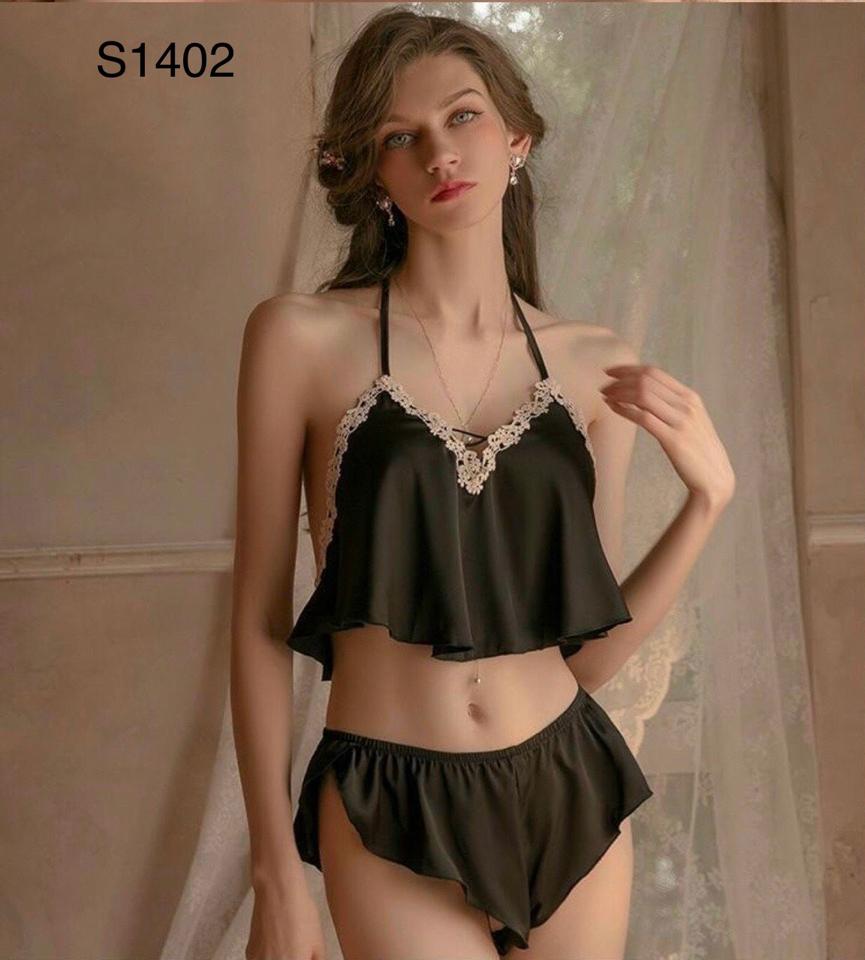 Set đùi lụa phối ren sexy - S1402-duoc-ban-tai-BlvckNo - Đồ ngủ cao cấp có sẵn