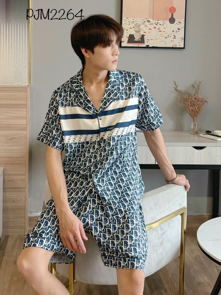 Pajamas đùi nam lụa xước Dior siêu cấp - PJM2264-duoc-ban-tai-BlvckNo - Đồ ngủ cao cấp có sẵn