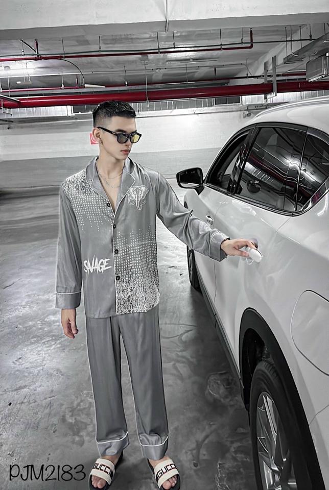 Pajamas nam lụa xước siêu cấp - PJM2183-duoc-ban-tai-BlvckNo - Đồ ngủ cao cấp có sẵn