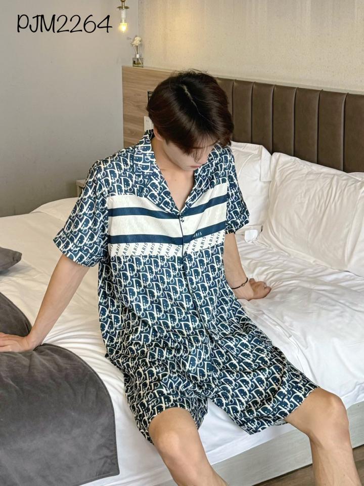 Pajamas đùi nam lụa xước Dior siêu cấp - PJM2264-duoc-ban-tai-BlvckNo - Đồ ngủ cao cấp có sẵn