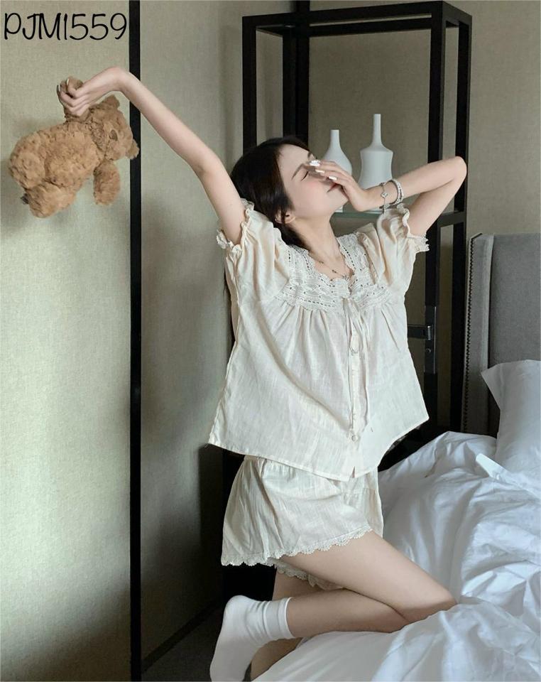 Pajamas đùi vải thô - PJM1559-duoc-ban-tai-BlvckNo - Đồ ngủ cao cấp có sẵn