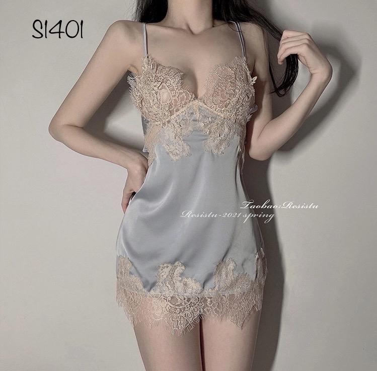 Váy lụa phối ren sexy - S1401-duoc-ban-tai-BlvckNo - Đồ ngủ cao cấp có sẵn