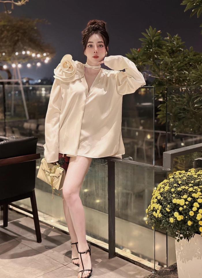Áo lụa hoa cách điệu - A0006-duoc-ban-tai-Venus Boutique