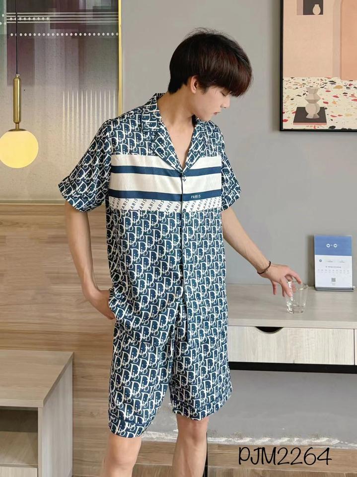 Pajamas đùi nam lụa xước Dior siêu cấp - PJM2264-duoc-ban-tai-BlvckNo - Đồ ngủ cao cấp có sẵn