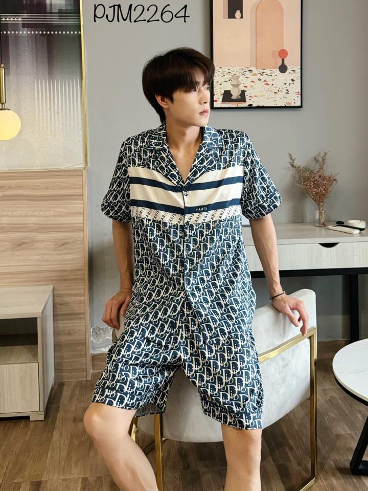 Pajamas đùi nam lụa xước Dior siêu cấp - PJM2264-duoc-ban-tai-BlvckNo - Đồ ngủ cao cấp có sẵn