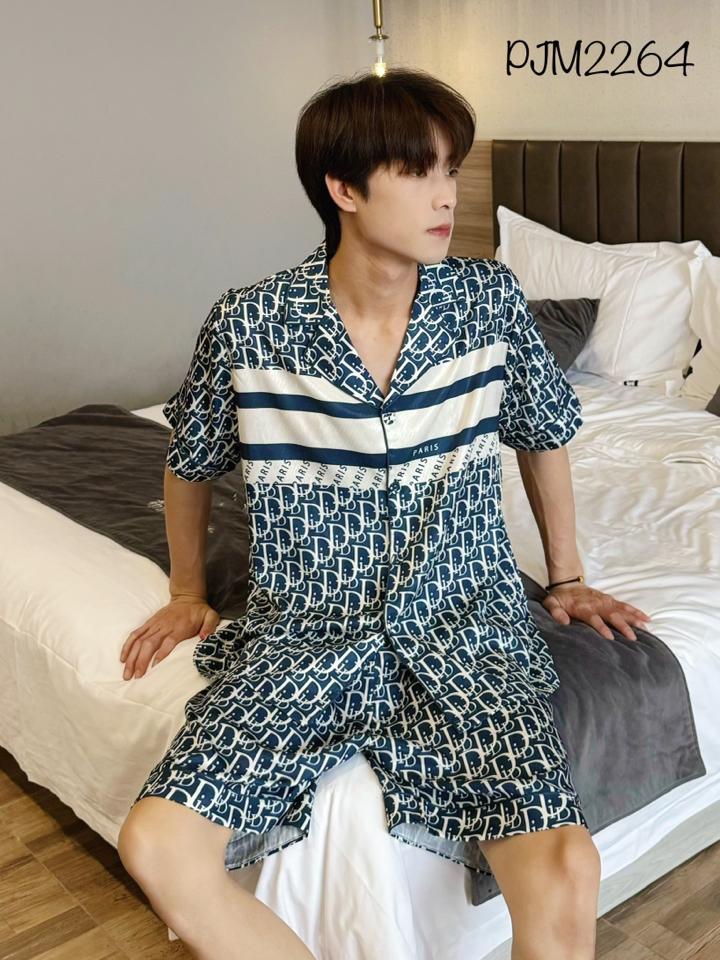 Pajamas đùi nam lụa xước Dior siêu cấp - PJM2264-duoc-ban-tai-BlvckNo - Đồ ngủ cao cấp có sẵn