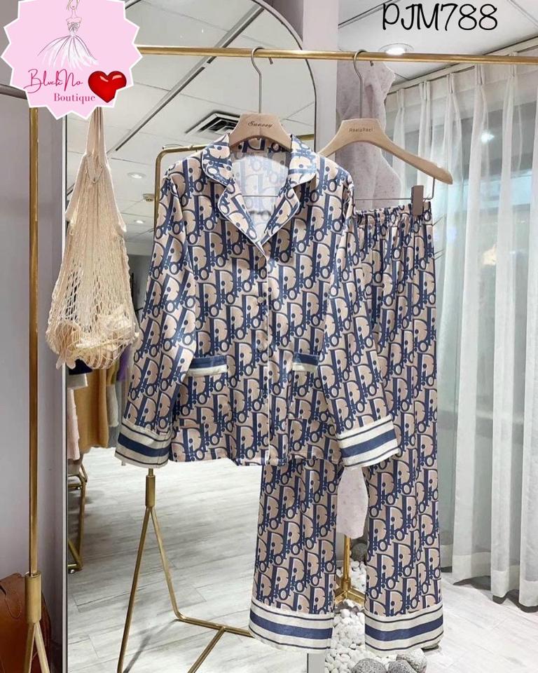 Pajamas cao cấp Dior xanh dài tay - PJM788-duoc-ban-tai-BlvckNo - Đồ ngủ cao cấp có sẵn