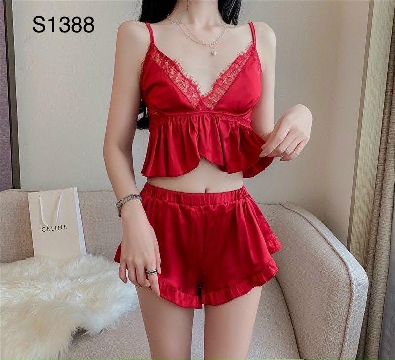 Set pajamas lụa mịn croptop - S1388-duoc-ban-tai-BlvckNo - Đồ ngủ cao cấp có sẵn