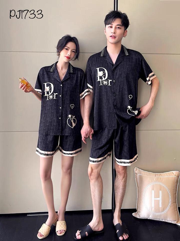 Pajamas lụa đùi đen Dior - PJM1733-duoc-ban-tai-BlvckNo - Đồ ngủ cao cấp có sẵn