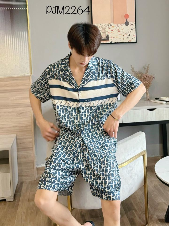 Pajamas đùi nam lụa xước Dior siêu cấp - PJM2264-duoc-ban-tai-BlvckNo - Đồ ngủ cao cấp có sẵn