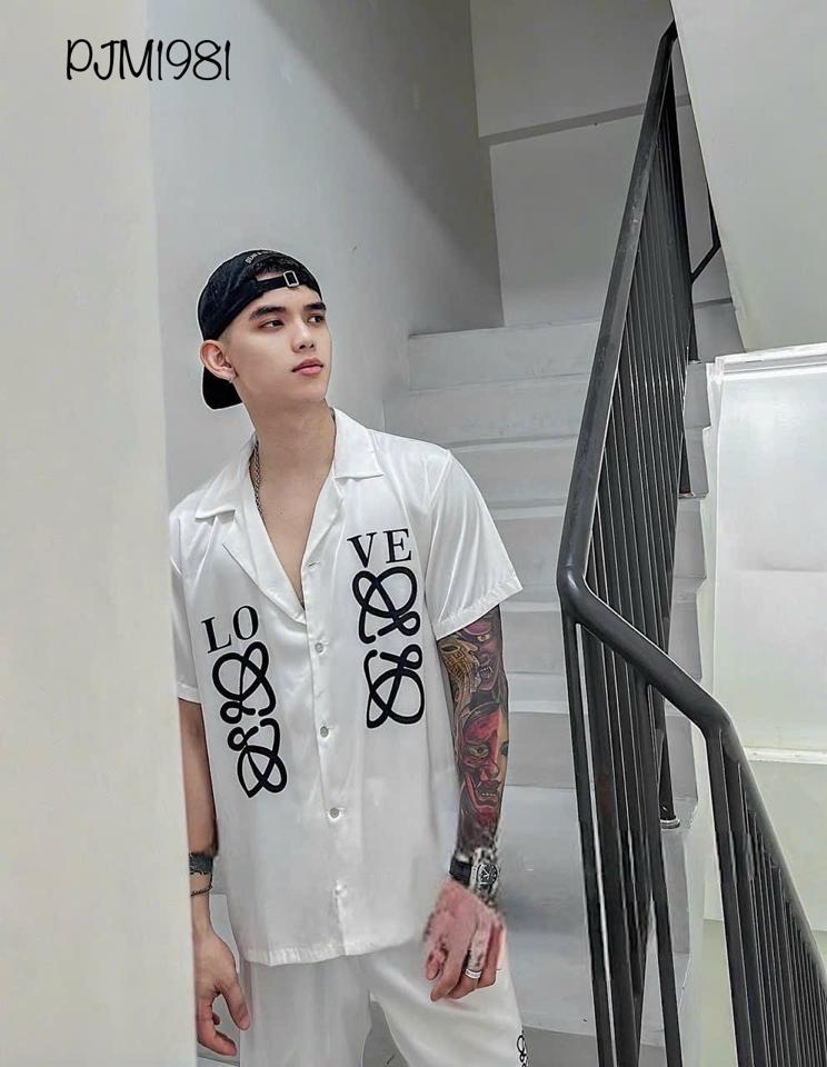 Pajamas đùi nam LOVE trắng - PJM1981-duoc-ban-tai-BlvckNo - Đồ ngủ cao cấp có sẵn