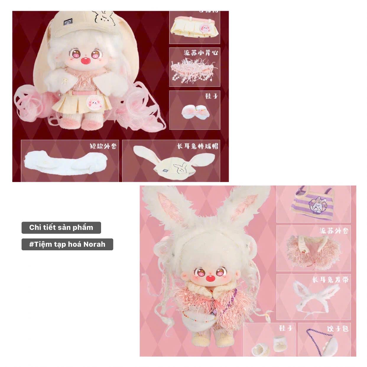 【ODS3528-57】Set váy tai trắng Rua娃吧 dành cho doll 20cm-duoc-ban-tai-Tiệm tạp hoá Norah