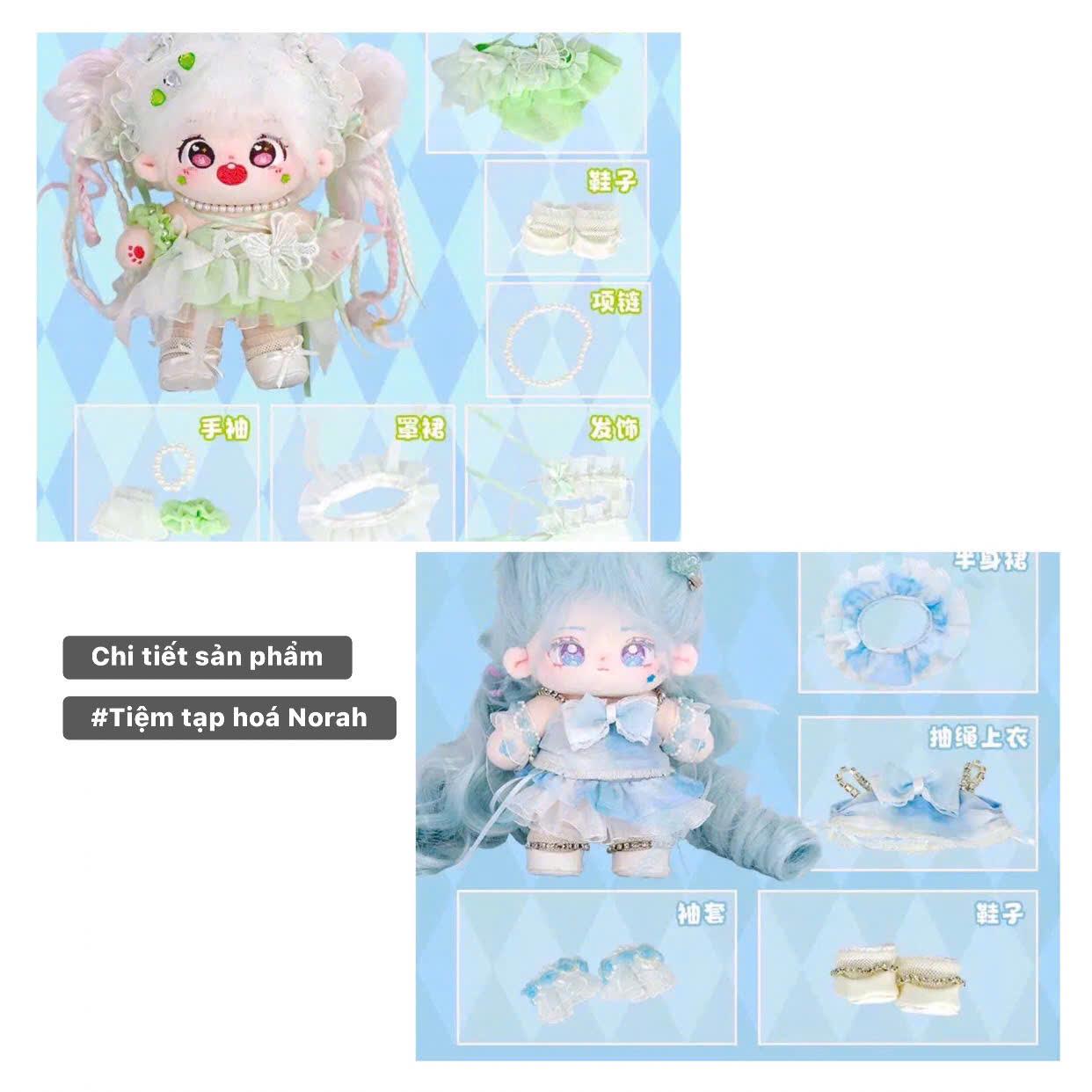 【ODS3528-38】Set váy nơ Rua娃吧 dành cho doll 20cm-duoc-ban-tai-Tiệm tạp hoá Norah