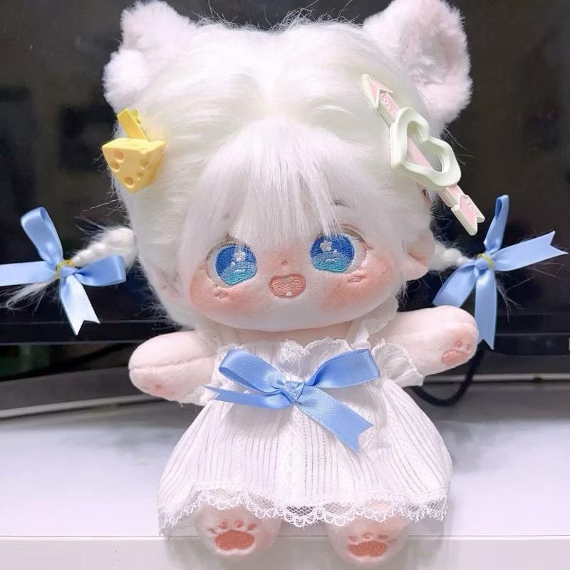 【OD229】 Váy trắng ren viền nơ xanh dành cho doll 20cm-duoc-ban-tai-Tiệm tạp hoá Norah