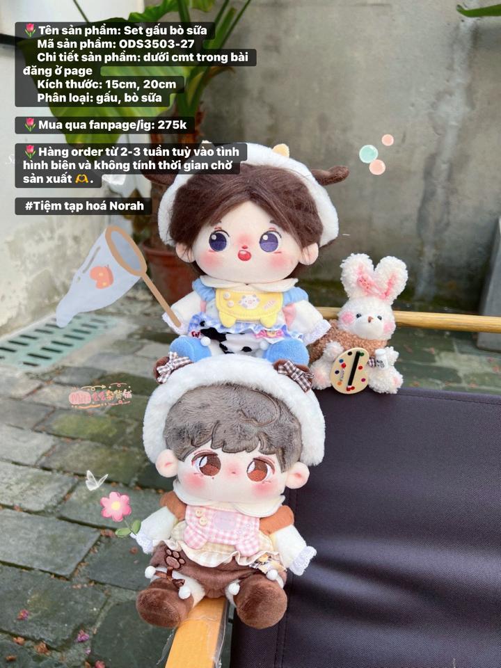 【OD03-27】Set gấu bò sữa Mito dành cho 15cm, 20cm -duoc-ban-tai-Tiệm tạp hoá Norah