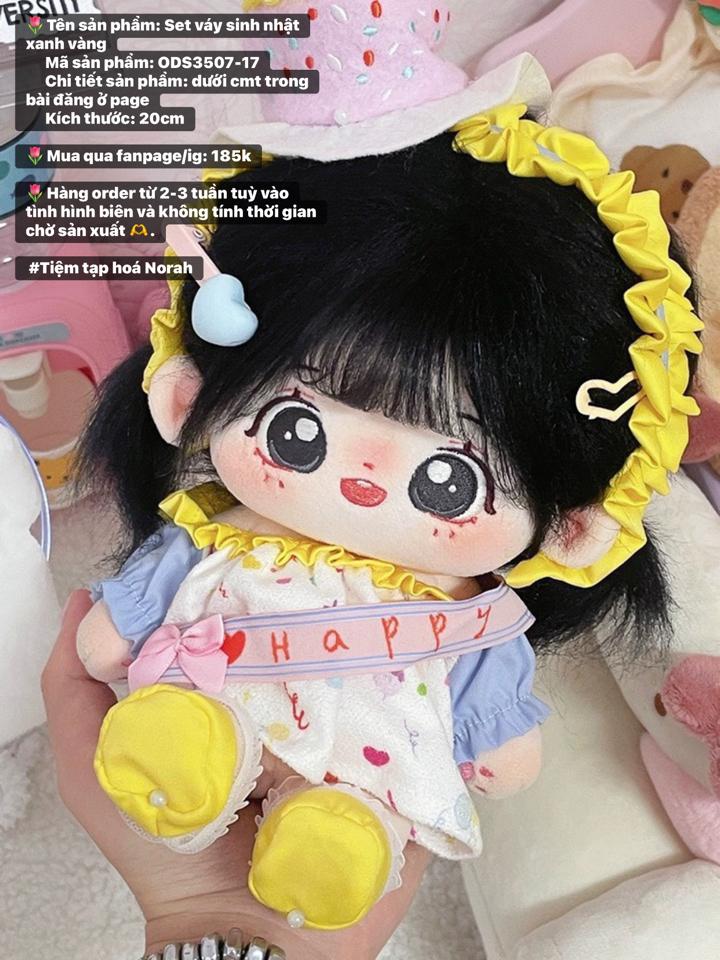 【ODS3507-10】Set váy sinh nhật xanh vàng 熊仔士多 dành cho doll 20cm-duoc-ban-tai-Tiệm tạp hoá Norah