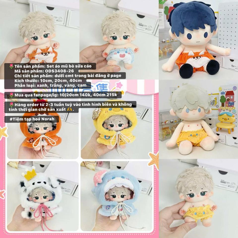 【OD08-26】Set áo mũ bò sữa cáo 魔鼠派 dành cho doll 10cm, 20cm, 40cm-duoc-ban-tai-Tiệm tạp hoá Norah