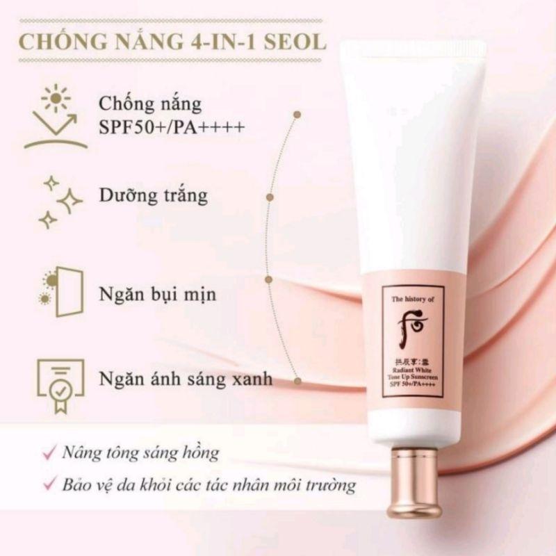 Gói Kem chống nắng dưỡng trắng nâng tone tức thì WHOO RADIANT WHITE TONE UP SUNSCREEN SPF50+/ PA++++-duoc-ban-tai-BTLoan