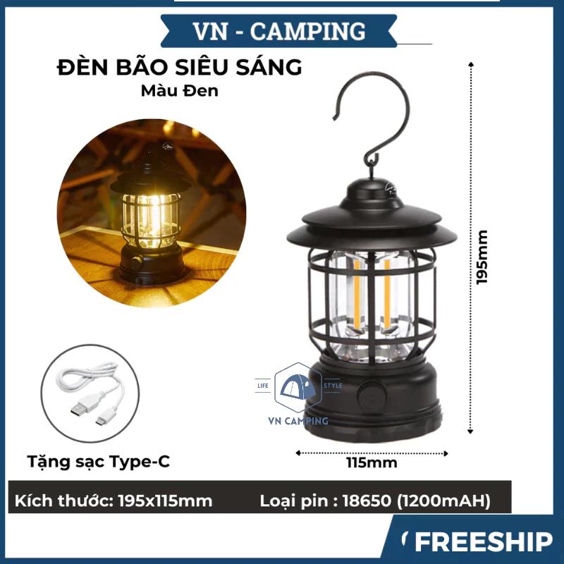 Đèn Cắm Trại Dã Ngoại Du lịch Dùng Pin Sạc USB Tích Điện 1200mAh, Đèn bão không dây decor Trang Trí-duoc-ban-tai-Quỳnh vy