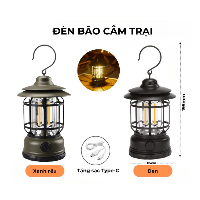 Đèn Cắm Trại Dã Ngoại Du lịch Dùng Pin Sạc USB Tích Điện 1200mAh, Đèn bão không dây decor Trang Trí-duoc-ban-tai-Quỳnh vy