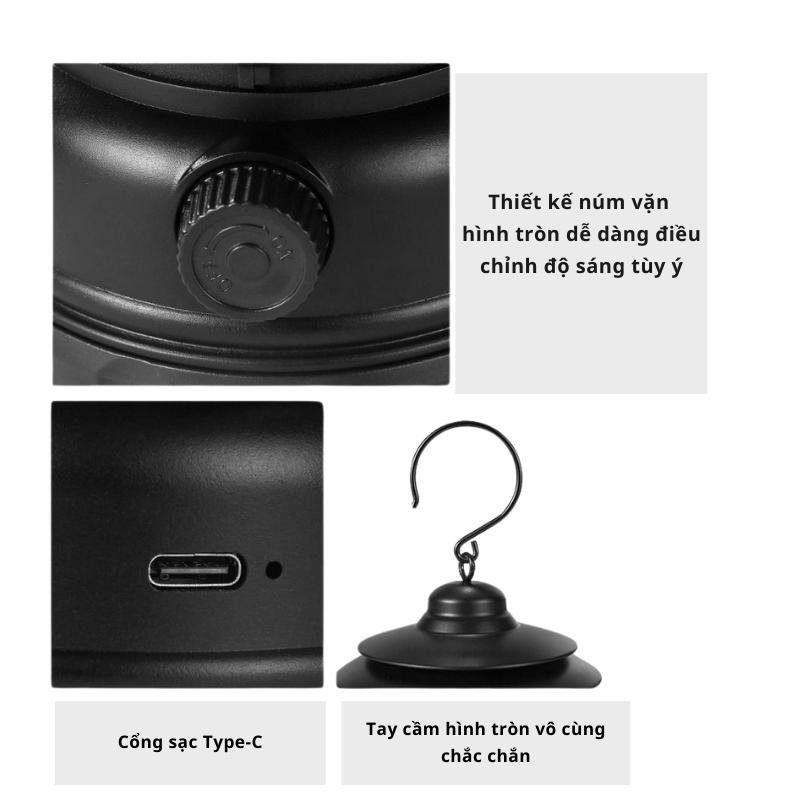 Đèn Cắm Trại Dã Ngoại Du lịch Dùng Pin Sạc USB Tích Điện 1200mAh, Đèn bão không dây decor Trang Trí-duoc-ban-tai-Quỳnh vy