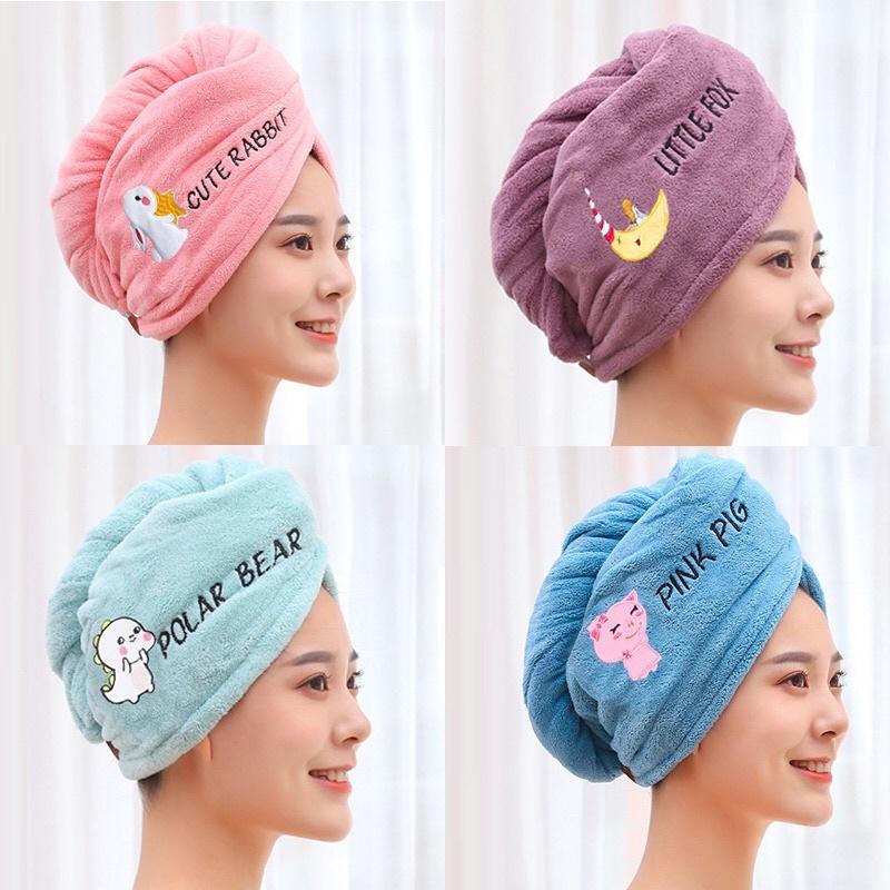 Khăn trùm đầu quấn tóc hút ẩm, khăn quấn đầu tóc khi ướt tiện ích-duoc-ban-tai-Quỳnh vy