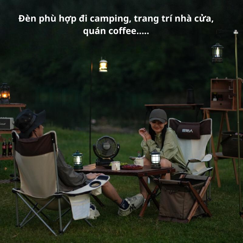 Đèn Cắm Trại Dã Ngoại Du lịch Dùng Pin Sạc USB Tích Điện 1200mAh, Đèn bão không dây decor Trang Trí-duoc-ban-tai-Quỳnh vy