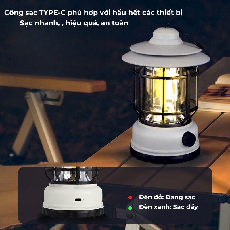 Đèn Cắm Trại Dã Ngoại Du lịch Dùng Pin Sạc USB Tích Điện 1200mAh, Đèn bão không dây decor Trang Trí-duoc-ban-tai-Quỳnh vy
