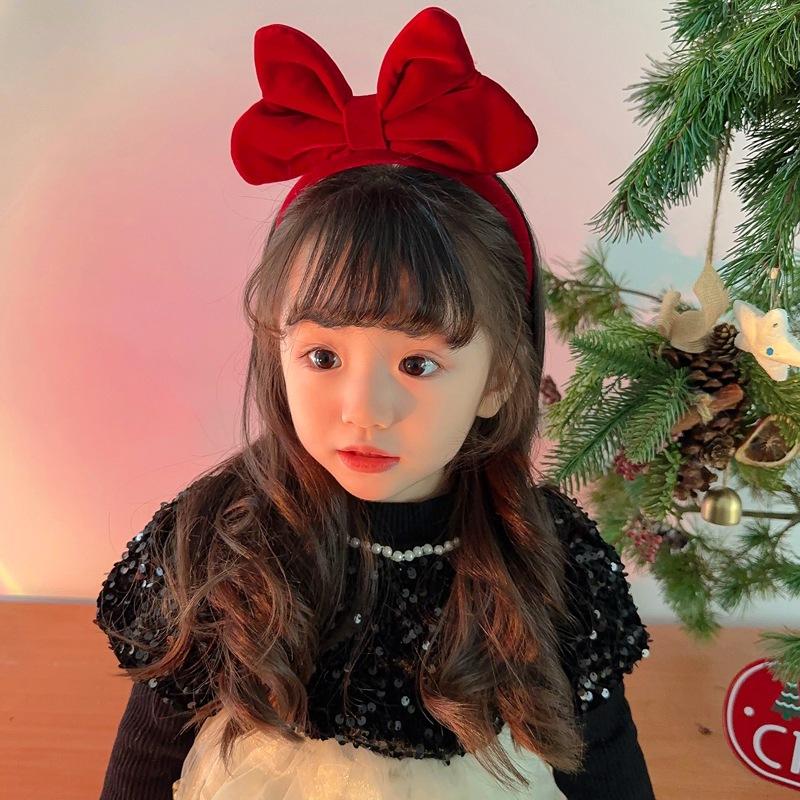 Bờm Cài Tóc Đính Nơ đỏ Phong Cách Hàn Quốc Dễ Thương Cho Bé Gái Dịp Giáng Sinh, Noel, Christmas, Năm mới, Tết, New Year-duoc-ban-tai-Quỳnh vy